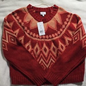 True Craft Women's Red Fair Isle Patterned Sweater Sz XL NWT